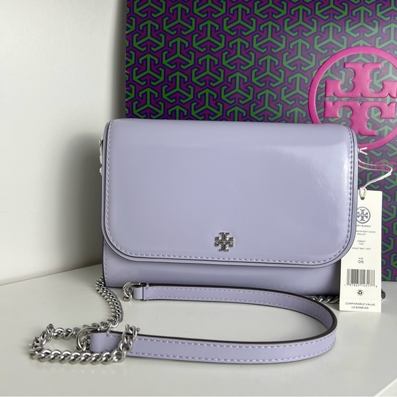 NWT Tory Burch Emerson Patent Chain Wallet - Picture 2 of 12